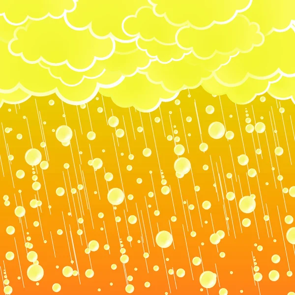 Vektor Illusztráció Egy Stilizált Nyári Zuhany Időjárás Részletes Esőcseppek Gyönyörű — Stock Vector