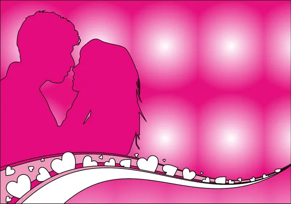 Εικονογράφηση Διάνυσμα Που Απεικονίζει Ένα Ερωτευμένο Ζευγάρι Αφηρημένο Φόντο Καρδιές — Διανυσματικό Αρχείο