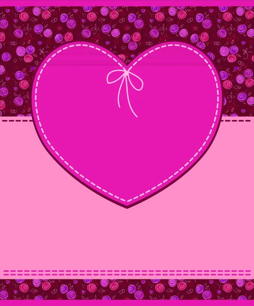 Vector Corazón Rosa Etiqueta Textil — Vector de stock