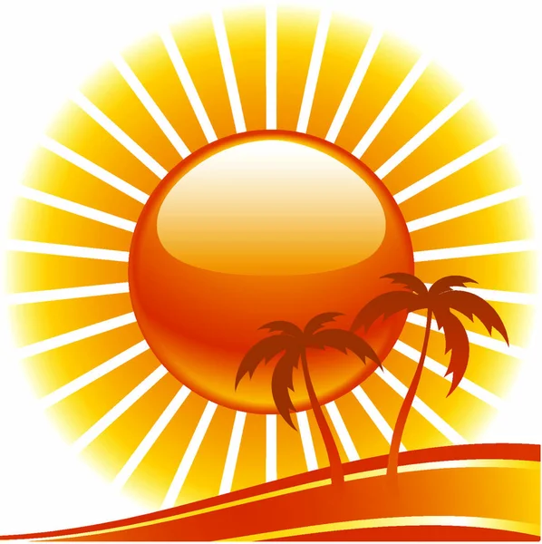 Abstraktní Reflexní Západ Slunce Palmami Abstraktní Pláží — Stockový vektor