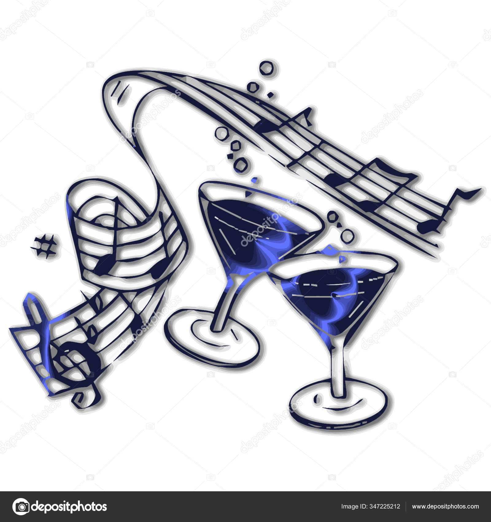 Two Drink Glasses Music Notes Stock Vector by ©YAYImages 347225212