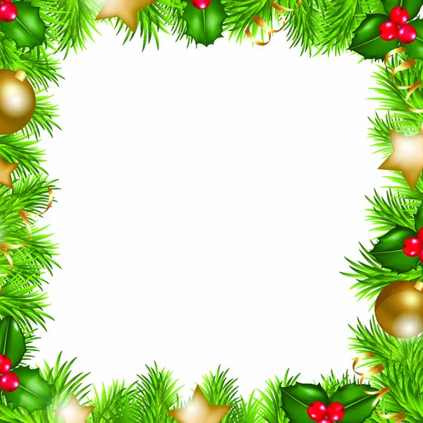 Feliz Navidad Frontera Aislado Sobre Fondo Blanco Vector Ilustración — Vector de stock