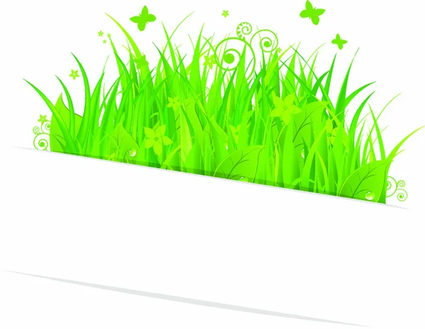 Papier Kleverig Met Gras Geïsoleerd Witte Achtergrond Vectorillustratie — Stockvector