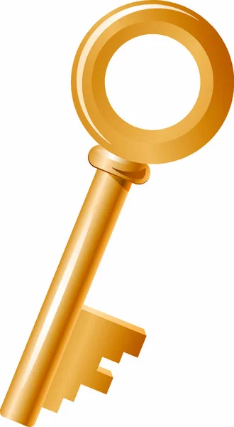 Starý Zlatý Klíč Izolované Bílém Pozadí — Stockový vektor