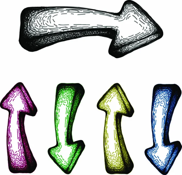 Ilustracja Wektorowa Zestawu Ręcznie Rysowanych Strzałek — Wektor stockowy