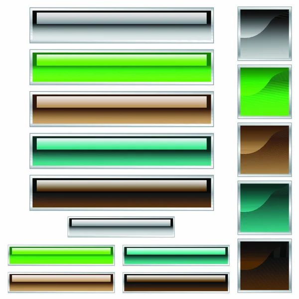 Botones Web Rectángulos Brillantes Escalables Cuadrados Colores Variados — Vector de stock