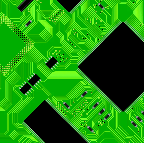 Groene Printplaat Vector Illustratie Abstract Technologie Achtergrond Volgende Wetenschappelijke Toekomst — Stockvector