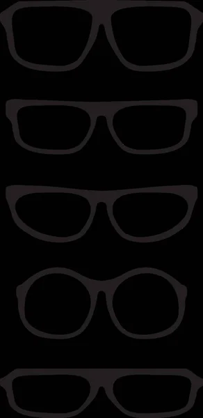 Set Gafas Vectoriales Con Soporte Negro Grueso Retro Hipster Ilustración — Vector de stock