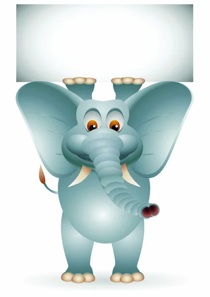 Ilustración Vectorial Elefante Con Signo Blanco — Vector de stock