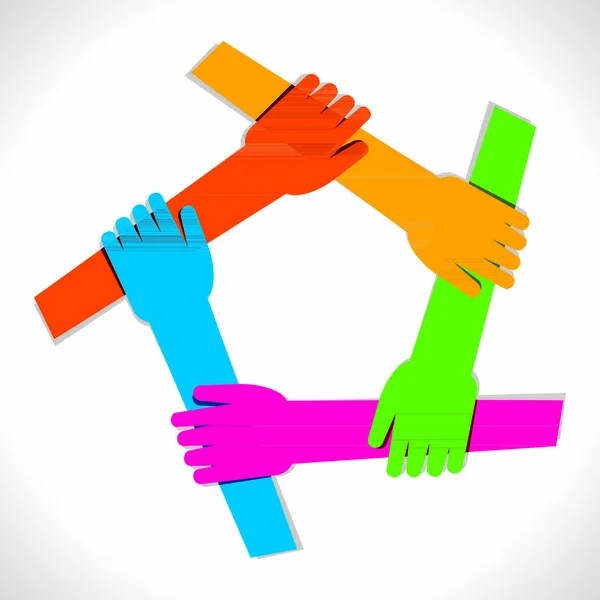 Colorful Hand Show Unity — Stock Vector