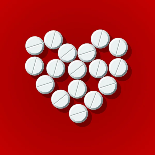 Pills Heart Arrange Red Background Vector Eps10 Image — Stock Vector