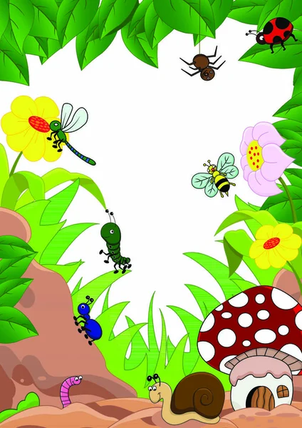 Vector Illustratie Van Familie Van Insecten Tuin — Stockvector