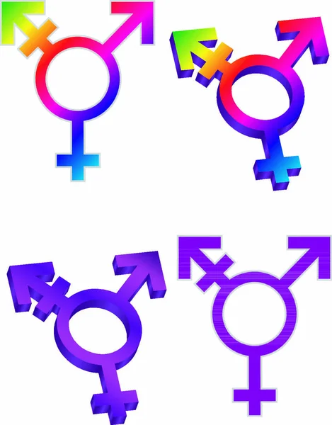 Transgender Symboler Isolerad Vit Bakgrund Illustration — Stock vektor