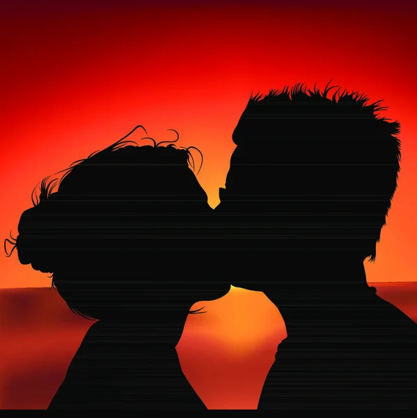 日没時のキス カラー背景イラスト ベクター — ストックベクタ
