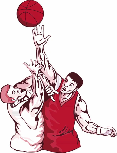 Ілюстрація Підбирання Баскетболістів Яча Ретро Стилі — стоковий вектор