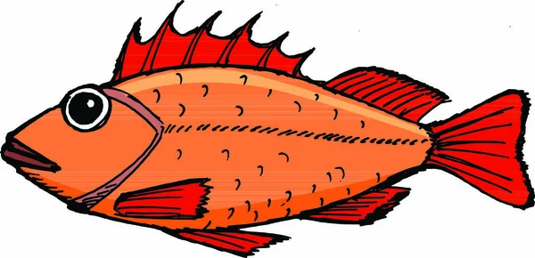 Hand Drawn Cartoon Sketch Illustration Rockfish — Stock Vector