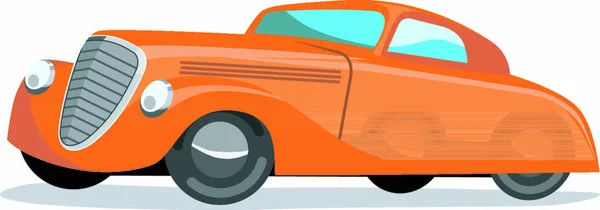 Illustration Une Voiture Orange Réalisée Dans Style Rétro — Image vectorielle