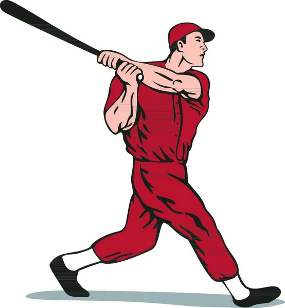 Ilustrace Pálkaře Baseballu Retro Stylu — Stockový vektor