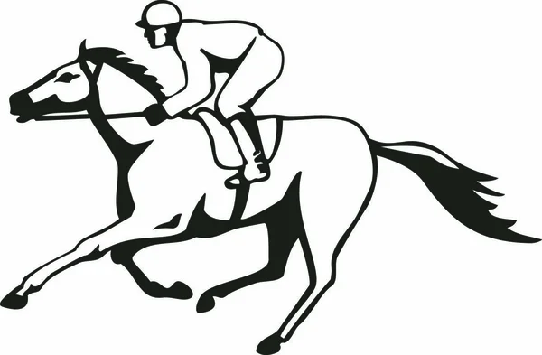 Ілюстрація Перегонів Конях Хокеї Вид Збоку Ізольованому Білому Тлі Виконаному — стоковий вектор