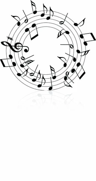 Tema Musical Notas Negras Sobre Fondo Blanco Círculo — Archivo Imágenes Vectoriales