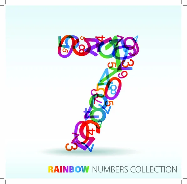 Número Siete Hecho Números Coloridos Revise Cartera Para Otros Números — Archivo Imágenes Vectoriales