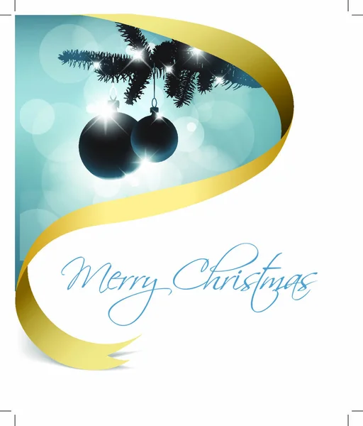 Χριστουγεννιάτικη Κάρτα Μερικές Διακοσμήσεις Και Χρυσή Κορδέλα — Διανυσματικό Αρχείο