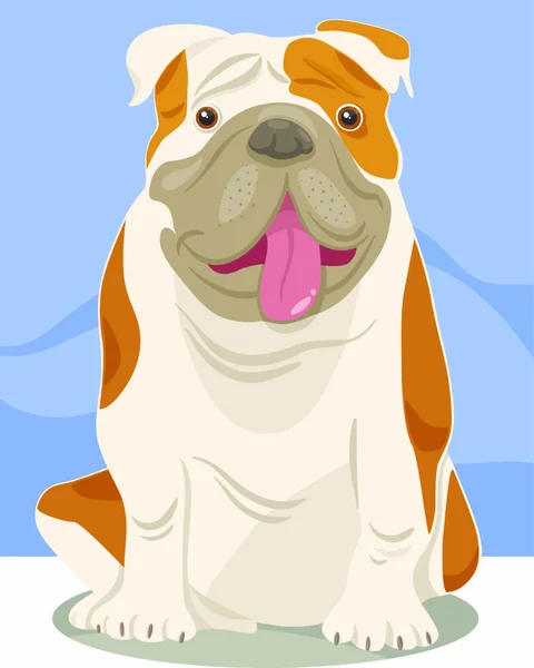 Desenhos Animados Ilustração Engraçado Puro Raça Inglês Bulldog Dog — Vetor de Stock