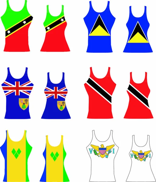 Ilustración Vectorial Camisetas Tanque Caribeñas Para Hombres Mujeres — Vector de stock