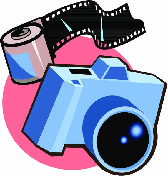 Κάμερα Και Φιλμ Επίπεδη Εικονίδιο Διανυσματική Απεικόνιση — Διανυσματικό Αρχείο