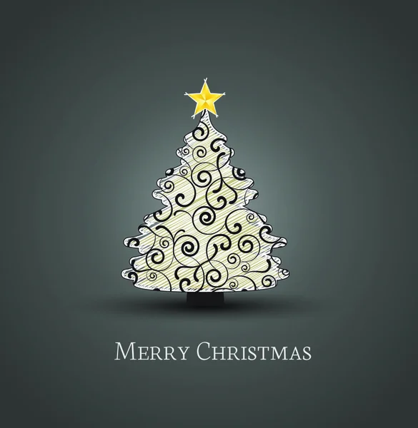 Arbre Noël Sur Fond Sombre — Image vectorielle