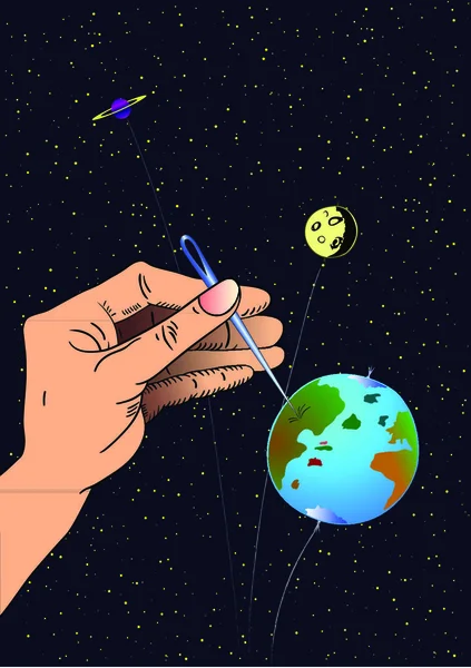 Kreslená Ilustrace Země Jako Nafukovací Balón Zadní Humor Vektor — Stockový vektor