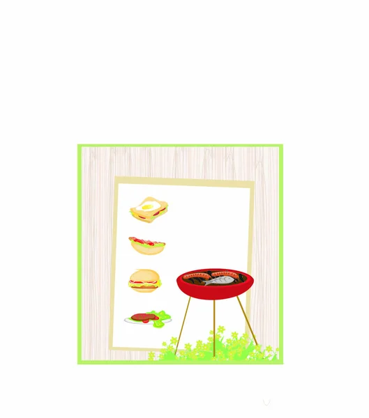 Barbecue Party Invitation Flat Icon Vector Illustration — 图库矢量图片