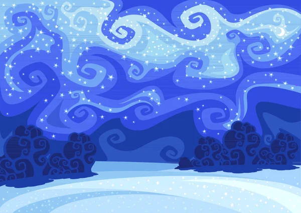 Abstrait Belle Nuit Hiver Paysage Vectoriel Illustration — Image vectorielle