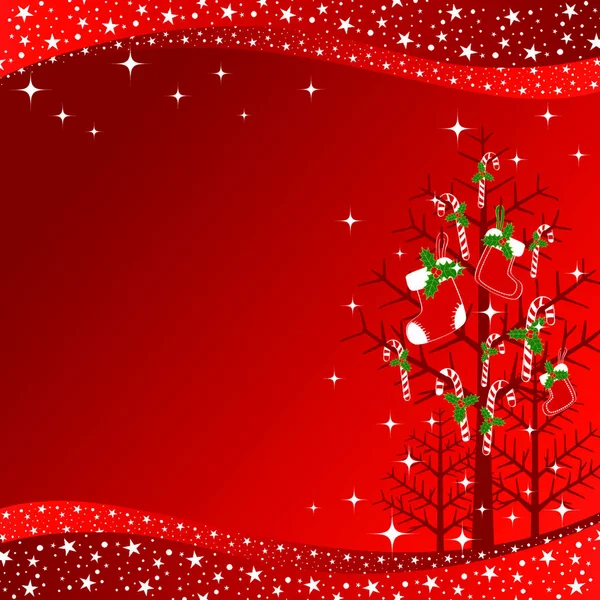 Tarjeta Felicitación Navidad Caramelo Rojo Árbol Navidad — Vector de stock
