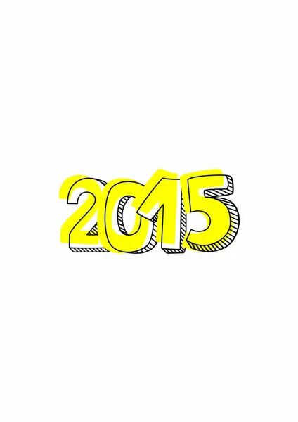 Nieuwjaar 2015 Met Hand Getekende Vector Teken Doodle Nummer Symbool — Stockvector