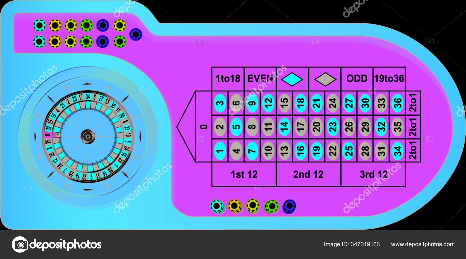 Online Casino Roulette And Gambling Table With Chips Vector Set.  Illustration Design Roulette Table For Casino Royalty Free SVG, Cliparts,  Vectors, and Stock Illustration. Image 80116392.