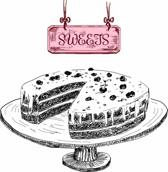 Snoep Het Dessert Set Handgetekende Illustraties — Stockvector