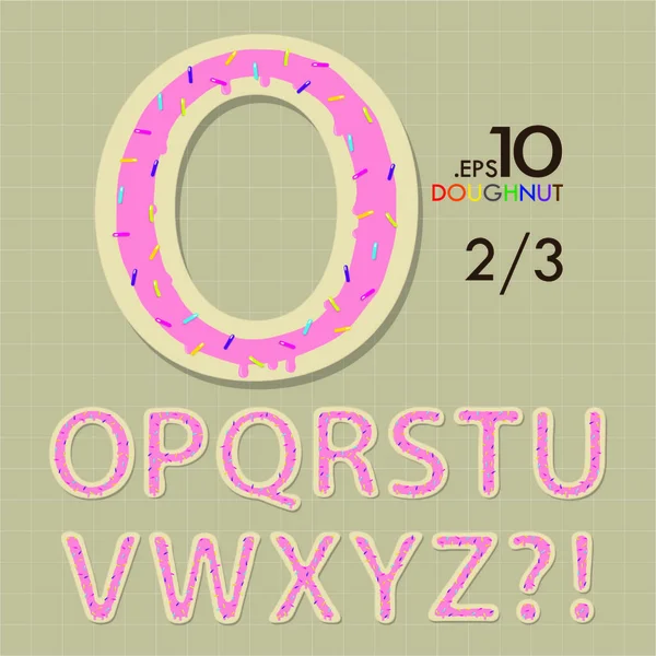 Conjunto Doughnut Vector Alphabet Editável —  Vetores de Stock