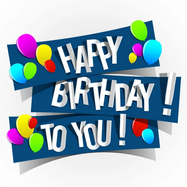 Happy Birthday Card Colored Balloons Vector Illustration — Stock Vector