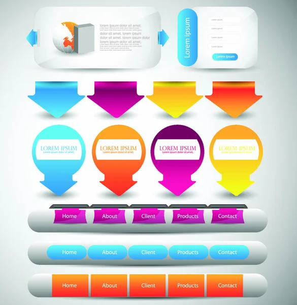 具有一组网站设计元素的向量 — 图库矢量图片