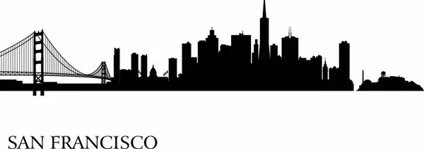 San Francisco City Skyline Silhouette Background Vector Illustration — Stock Vector