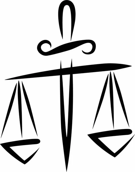Лібра Справедливості Символ Простими Чорними Лініями — стоковий вектор