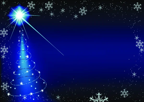 Árbol Azul Brillante Navidad Ilustración Abstracta Coloreada Vector — Vector de stock