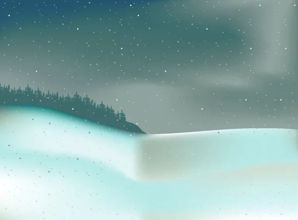 冬の風景と森 カラーイラスト ベクター — ストックベクタ