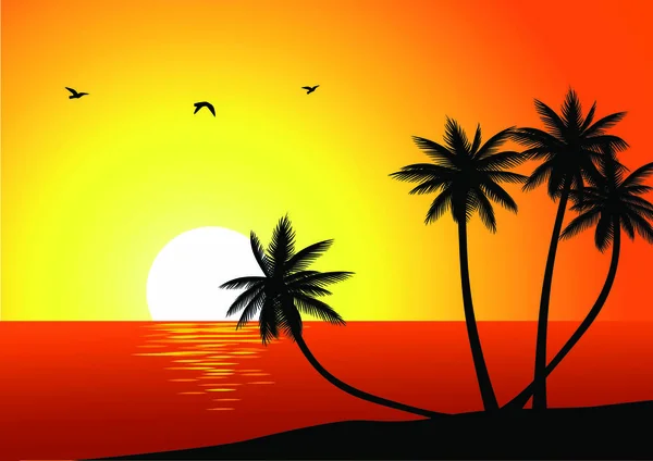 Ilustración Vectorial Fondo Playa Tropical — Archivo Imágenes Vectoriales