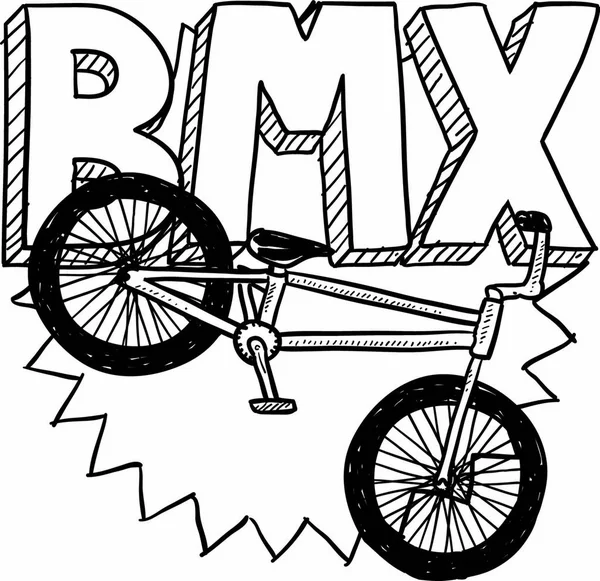 Ilustración Deportes Bicicleta Estilo Doodle Bmx Incluye Texto Bicicleta — Archivo Imágenes Vectoriales