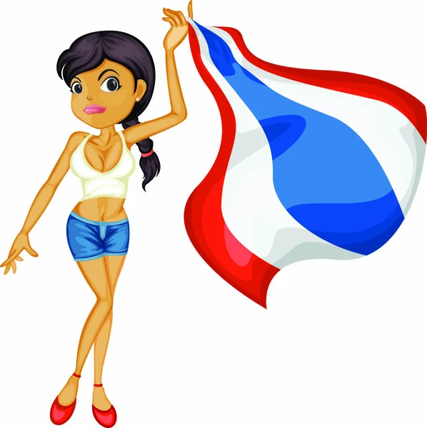 Girl Hold Flag Thailand Vector Graphics