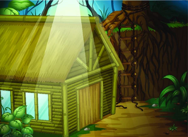 Ilustración Una Casa Bosque — Vector de stock