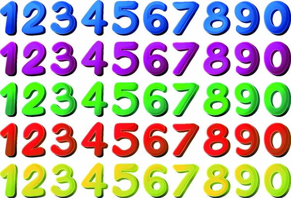 Illustration Numbers Different Colors White Background — Stock Vector