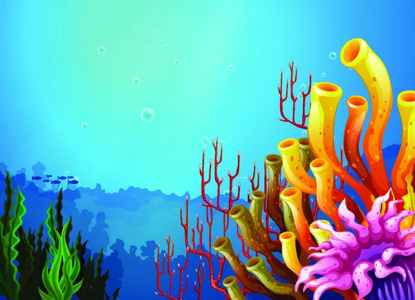白い背景に海の下の美しい景色のイラスト — ストックベクタ